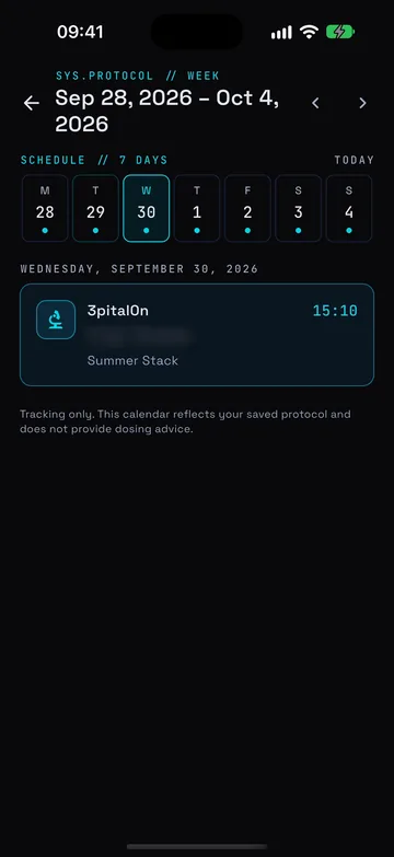 PepMod weekly planner screen.